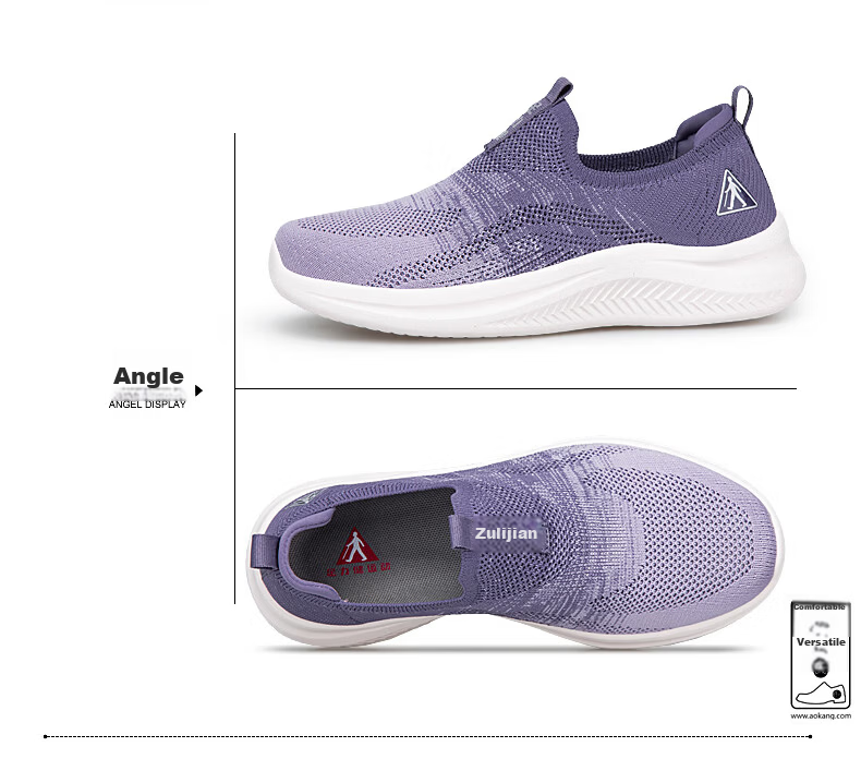 Zulijian Elderly Women's Shoes Autumn Slip-On Walking Shoes Mesh Soft Sole Mom Sneakers Women's Sports Casual Shoes 37