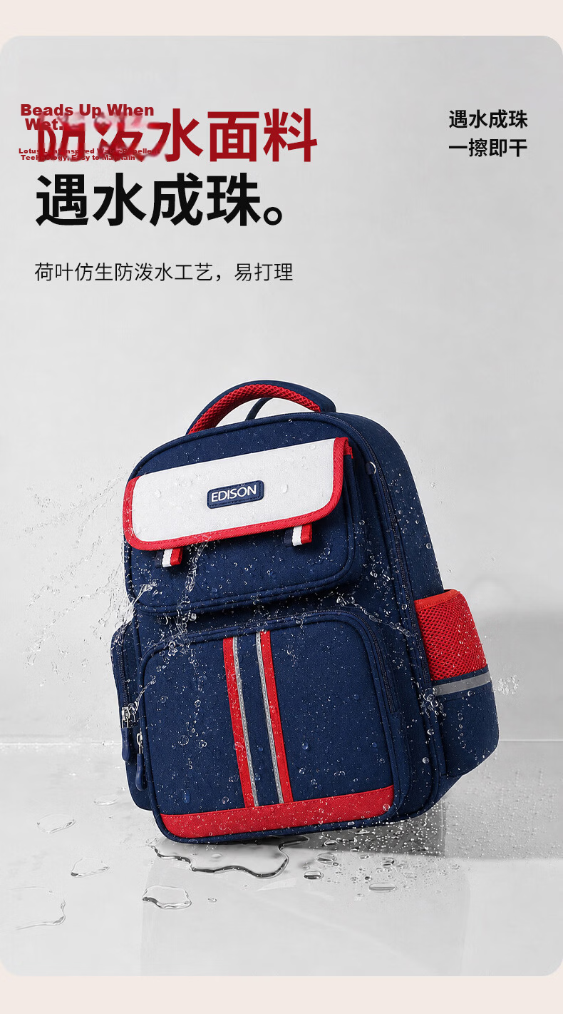 Edison Primary School Backpack Boys Ergonomic Reflective Large Capacity British Style Kids School Bag 2506-1 12