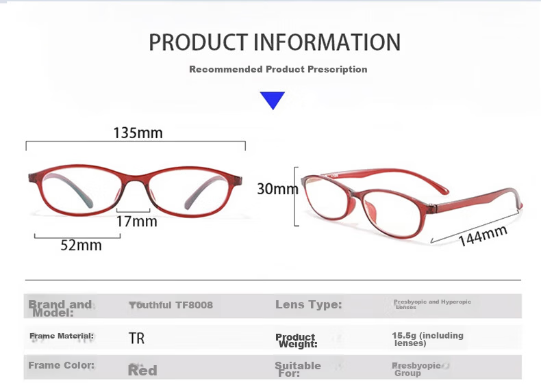 Nianqingtai Anti-Blue Light Reading Glasses, Tianfu Series, for Men And Women, High Definition Ultra-Light Presbyopic Glasses for Middle-Aged And Elderly, TF8008+350 Degrees 17