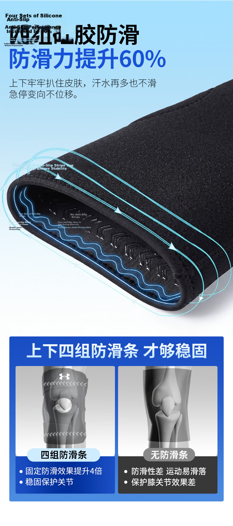 Under Armour Knee Brace Sports Summer Joint Meniscus Support for Men and Women Running Hiking Basketball Badminton Knee Pain Synovial Protector 7