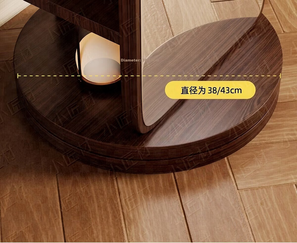 Xiaojiangcai Full-Length Rotating Dressing Mirror with Coat Rack, Movable Bedroom Wardrobe Mirror, 170cm Walnut 15