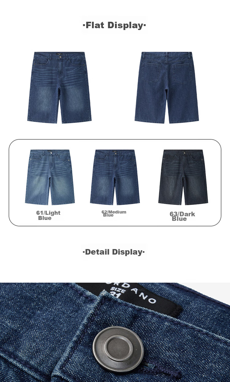 Giordano Men's 2026 Summer New Pure Cotton Lightweight Cat Whisker Mid-Rise Straight Denim Shorts 13106211 19