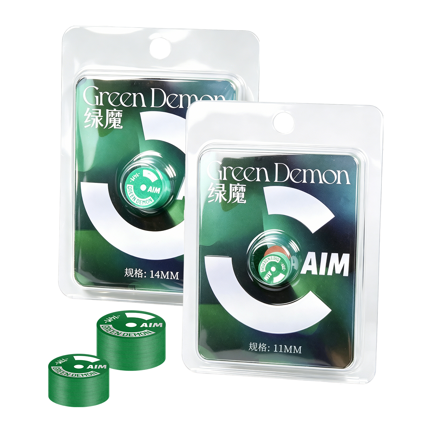 Zhundu Green Demon Pool Cue Tip, Small Tip for Snooker And Chinese Eight-Ball Billiards Cue Tip, Large Tip 11mm Two Pieces