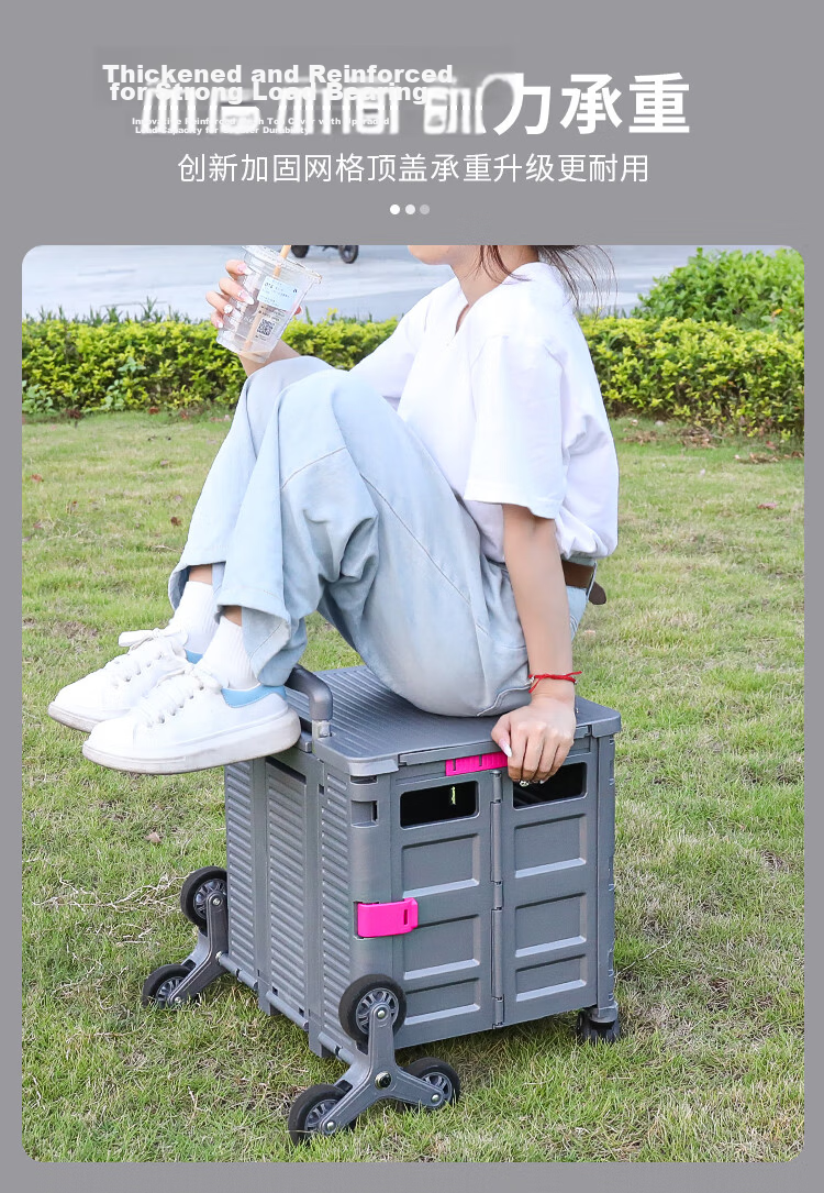Xilushi Supermarket Shopping Cart Folding Small Trolley Stair-Climbing Handcart Storage Transport Cart BY10-CX Fresh Green 17