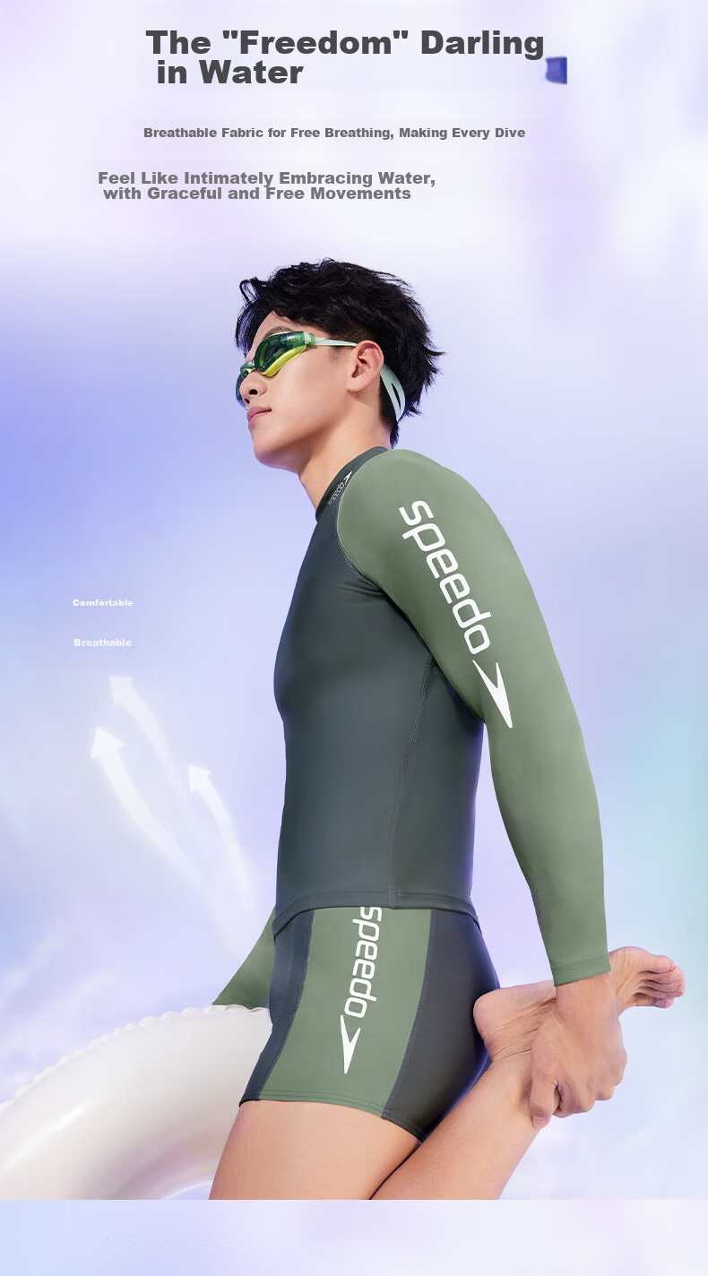 Speedo Free Series UV Protection Long Sleeve Swim Shirt Men Beach Outdoor High Elastic Slim Fit 2026 New Model 11