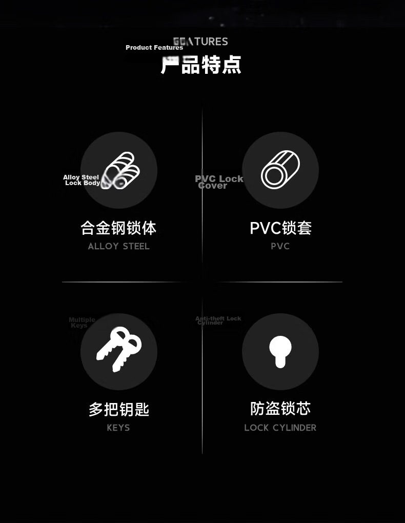 CAVALRY Bicycle Motorcycle U-Lock Hydraulic Shear Resistant Anti-Theft Lock Electric Mountain Bike Riding Gear Accessories Black 2