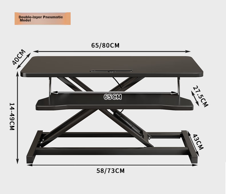 Zhuobo Computer Desk Office Standing Adjustable Folding Desk CZ09 Black Single Layer 80*40cm 16