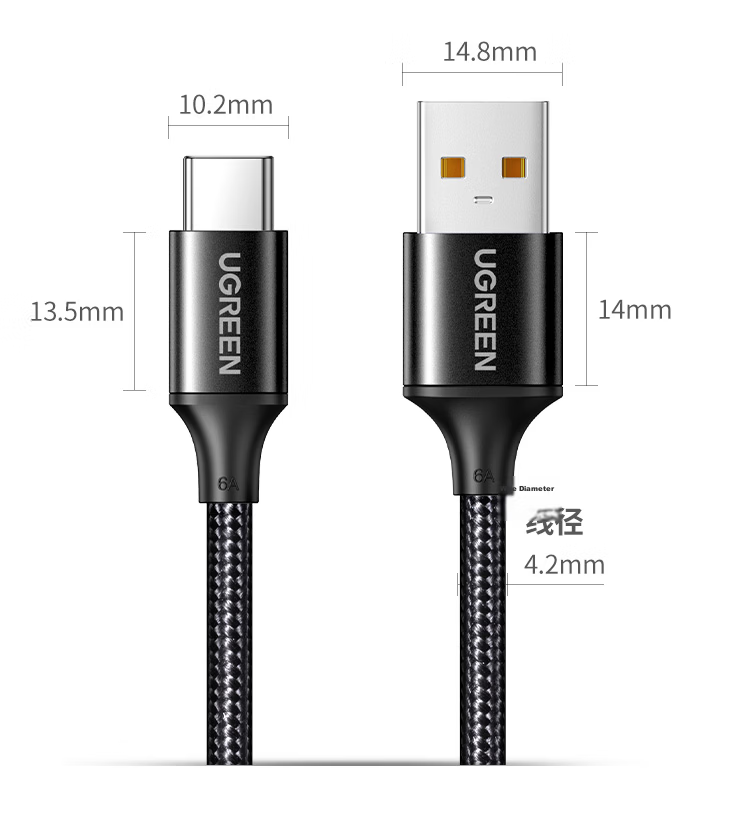 UGREEN Type-C Data Cable 6A Compatible with Huawei Honor Super Fast Charging 100W/66W Charging Cable for Pura80/70/Mate70/60Pro+ Xiaomi Android Phones Car Charger 3 Meters 29