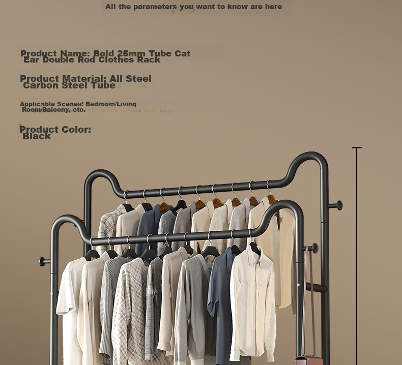 Nanye Floor-Standing Clothes Rack, Indoor Coat Hanger, Bedroom Clothes And Hat Stand, Dormitory Drying Rack, Simple Storage YJM-12BL 23