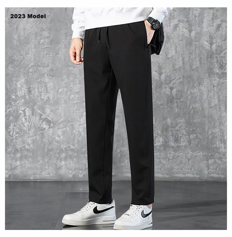 TUCANO Men's Casual Pants Ice Cool Comfortable Stretch Jogger Fashion Breathable Versatile Sports Cropped Pants Black 4XL 17