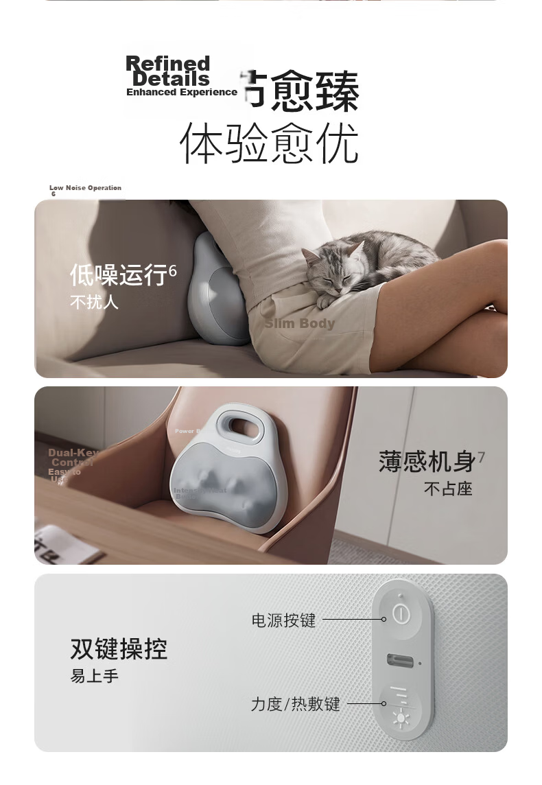 PHILIPS Waist Massager Cushion Shoulder Neck Back Massager Lumbar Heat Kneading Tapping Gift for Parents and Loved Ones 3117B 19