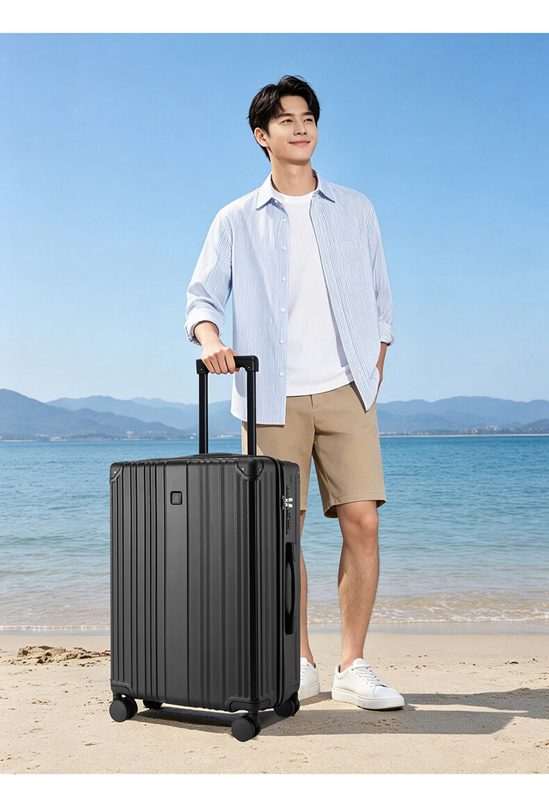 Daocaoren Luggage 24-Inch Suitcase for Men And Women with Spinner Wheels, Password Lock, Large Capacity Travel Case, Leather Suitcase, Check-In Case 9