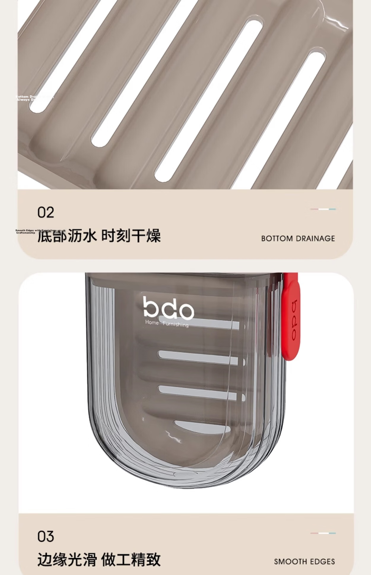 BDO Travel Essential Soap Dish with Drainage And Handle, Luxury Soap Holder for Students And Home Use, 2 Pieces 22