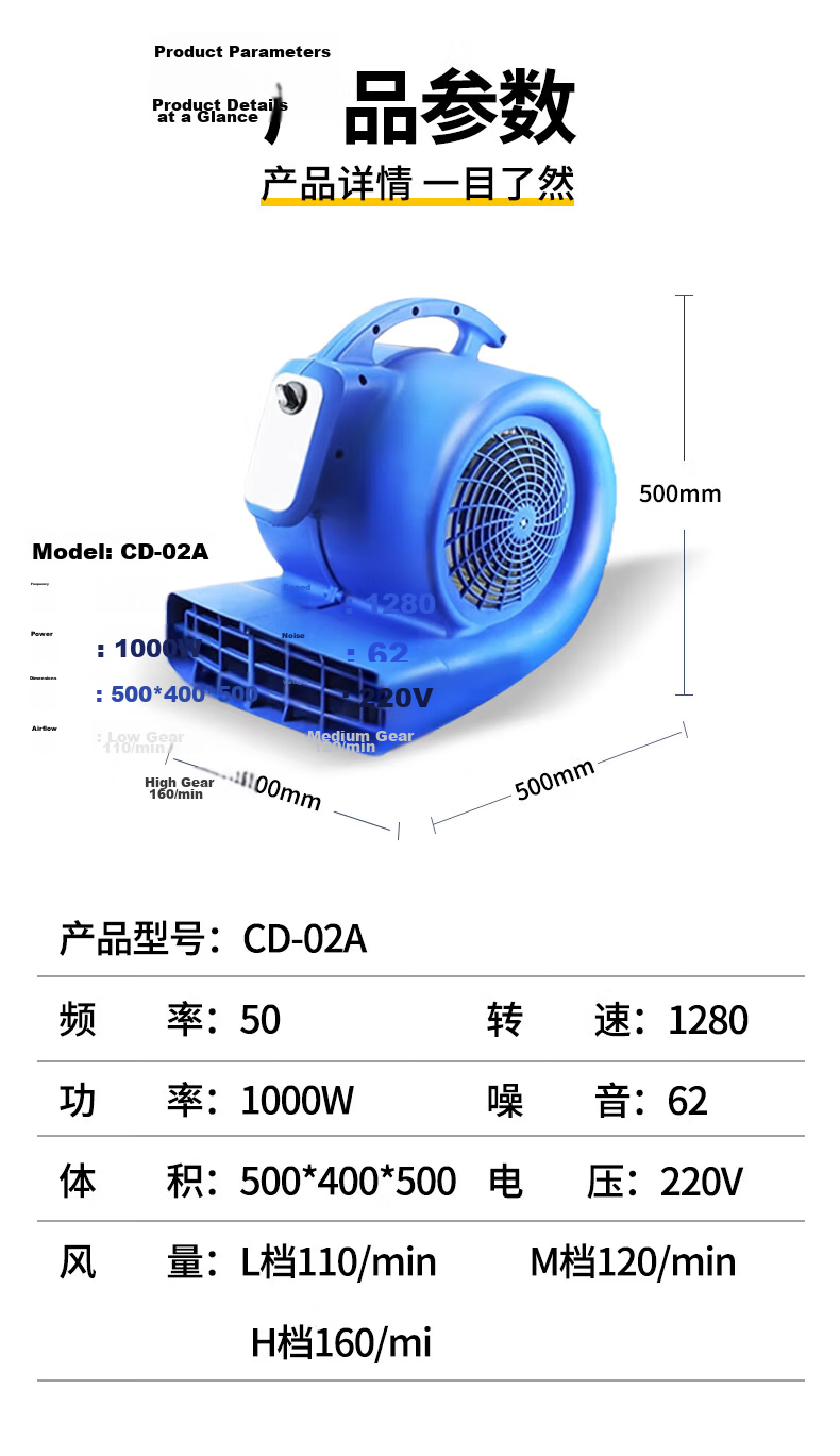 POHIR Power 1000W, Wind Speed 15m/s, Floor Blower for Toilet, Carpet Dryer, Blower Fa 8