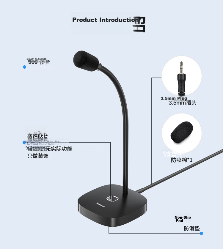 Newmine ZM15 Computer Microphone, Karaoke USB Condenser Mic, Gaming E-Sports Live Streaming Microphone with Noise Reduction, Voice And Video Conference Live Streaming Online Class Desktop Mic, White 10