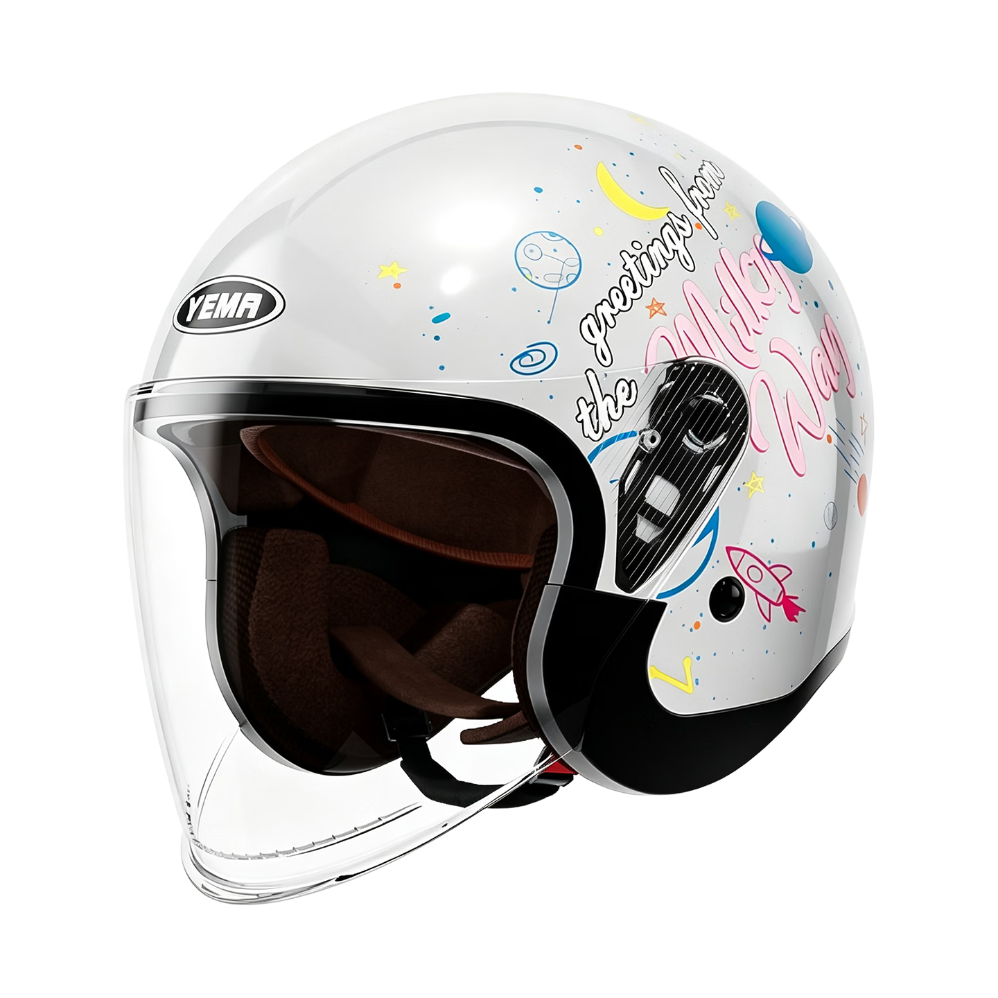 YEMA 3C Certified New National Standard Class A 633S Helmet Autumn Winter Unisex Electric Motorcycle Safety Helmet Anti-Freeze Warm Anti-Fog 3/4 Helmet Cool Gray Mystery Pattern