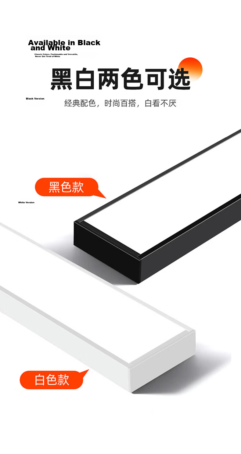 Yuanfang LED Office Ceiling Pendant Light Linear Suspension Lamp for Supermarket Mall Classroom Office Commercial Gym Lighting 120*20cm 7