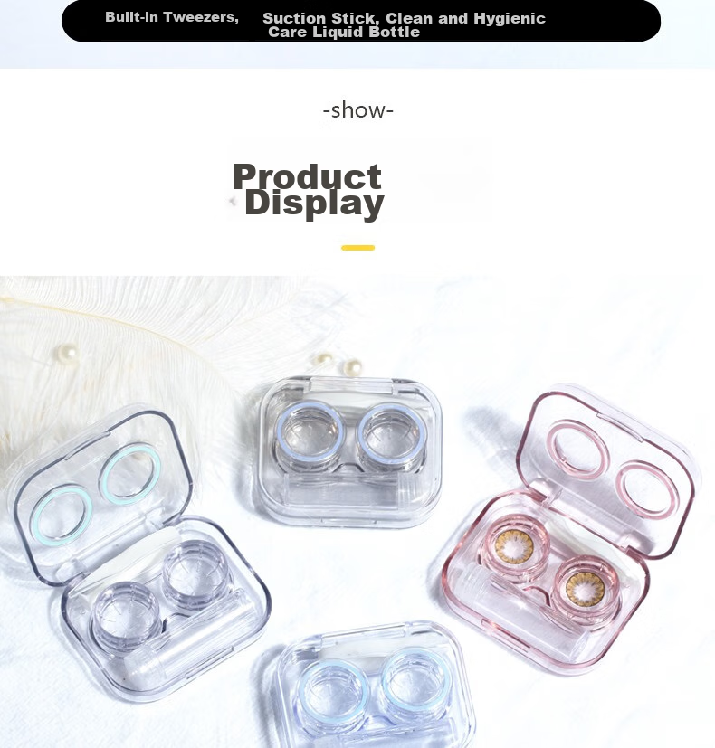 JAJALIN Contact Lens Case, Portable Beauty Box, Integrated Storage And Companion Case, Double-Linked Box, Care Kit, Sky Blue 8