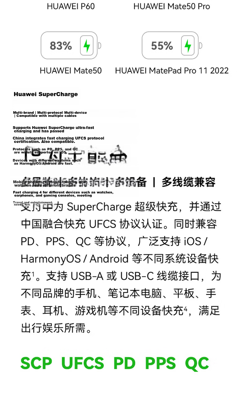 HUAWEI All-In Charger (Max 100W), Super Fast Charging Original Charger, 3C Certified, Compatible with Phones And Laptops, Suitable for HUAWEI Phones Pura 90/Mate80 3
