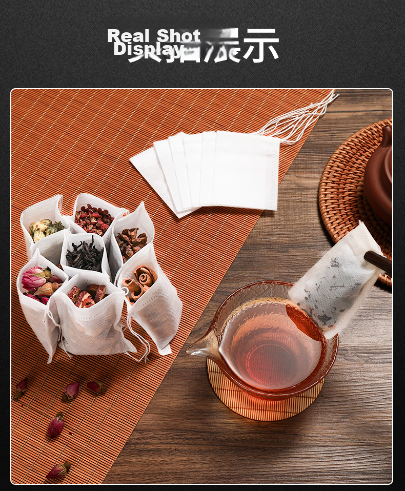 Miaoxinsi Tea Filter Bags, Strainer Bags for Filtering Tea Residue And Brewing Tea, Corn Fiber Tea Bags with Drawstring, 100-Pack Soup Bags 9