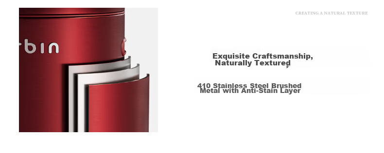 Mr.Bin Living Room Luxury Hands-Free Lidless Trash Can Wine Glass Style Kitchen High Foot High Aesthetic Stainless Steel Italian Luxury Red 20L 11
