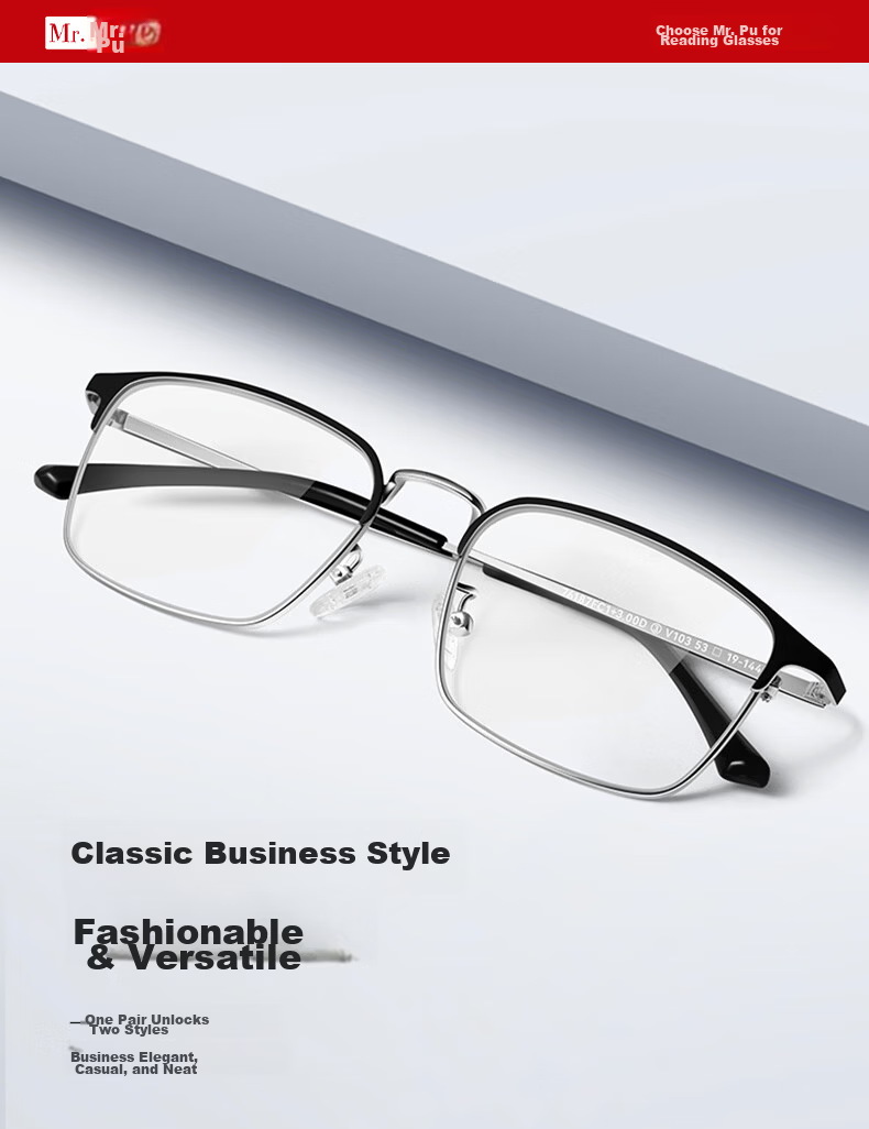 Mr. Pu Premium High-Definition Reading Glasses for Men and Women, Genuine Donghai Crystal Stone, Scratch-Resistant, 250 Degree Presbyopic Eyewear 10