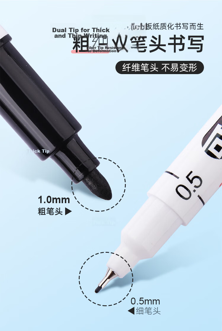 Genvana, 12 Black 1.0-0.5mm Double-Ended Ultra-Fine Whiteboard Markers, Erasable Fine Tip, for Office, Teaching, Meetings, Whiteboard Pens, Extra Fine Control Tip, Draft-Specific Fine Tip G-0639 2