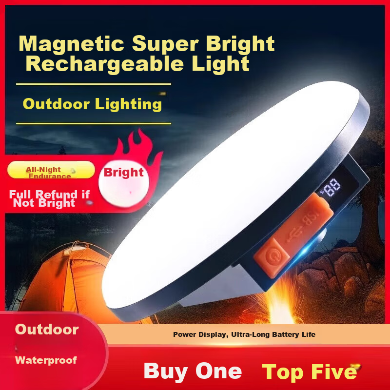 Datouren Outdoor Camping Light Rechargeable Super Bright Magnetic Work Lamp Night Market Stall Light 100-Hour Long Battery Life