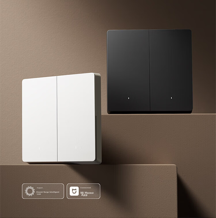 MI Smart Wireless Switch (Double) Deep Space Gray Mijia Wireless Dual Control Panel Remote Switch No Wiring Required 2