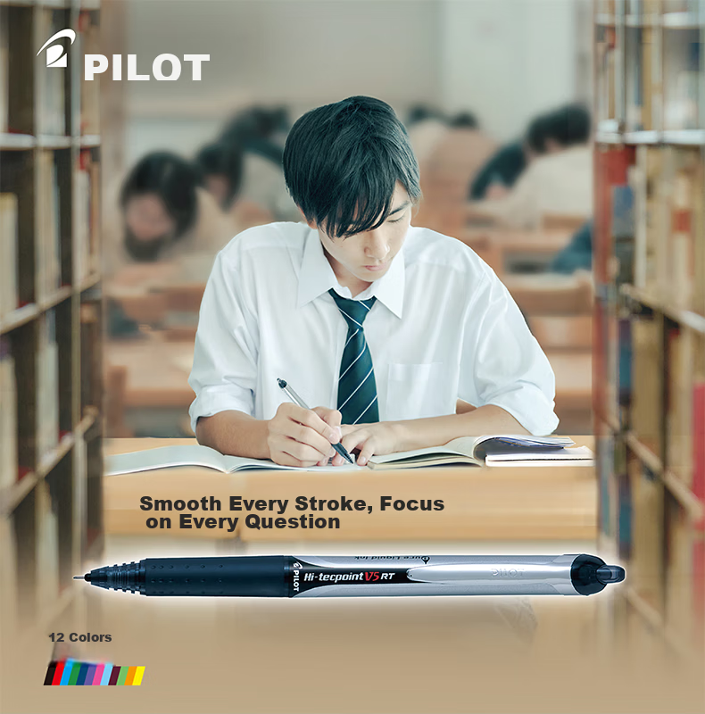 PILOT BXRT-V5 Retractable Blue Gel Pen 0.5mm Signing Pen Business Pen Student Exam Writing Pen High-Value Stationery Set, 6 Pens 1