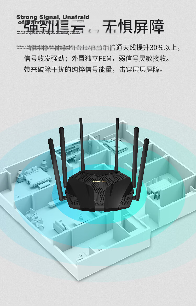 MERCURY Dual Gigabit AC1200 Wireless Router Gaming Router Wall-Penetrating Enhanced Dual-Band Home Gigabit Port 5G Dual-Band Qifeng Router A12G 6
