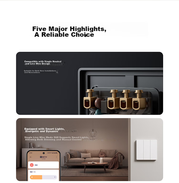 MI Smart Switch (Dual) for Mijia, Ultra-Long Lifespan, Switch Panel, Requires Gateway 6