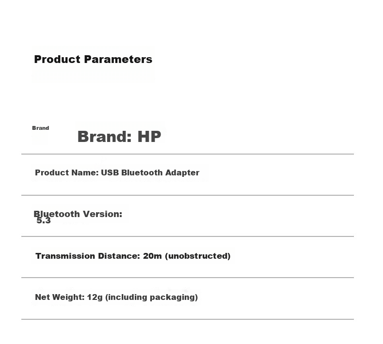 HP USB Bluetooth Adapter 5.3 Receiver Driver-Free for Keyboard Mouse Headset Speaker Gamepad PC Desktop External Bluetooth Module Wireless Bluetooth Transmitter 15