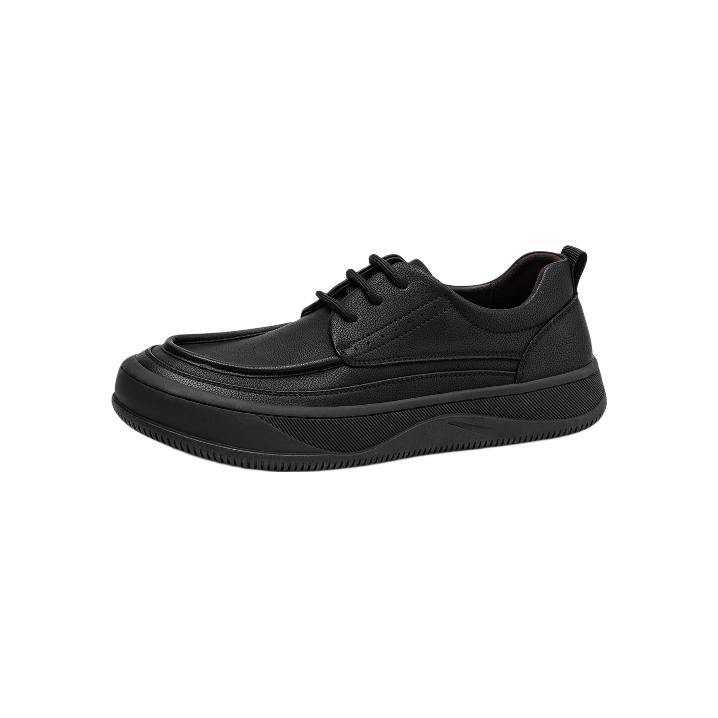 Aokang Autumn New Fashion Casual Leather Shoes, Comfortable Trendy Lace-Up Versatile Outdoor Work Boots, Black, Size 38