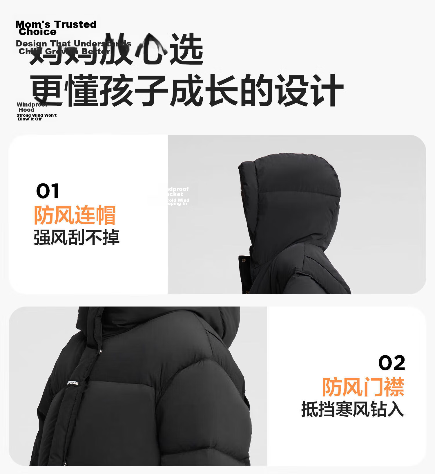 Zuo Xi Boys' Mid-Length Down Jacket Winter Warm Thickened Hooded Coat Red Size 130 New Year Outfit 21
