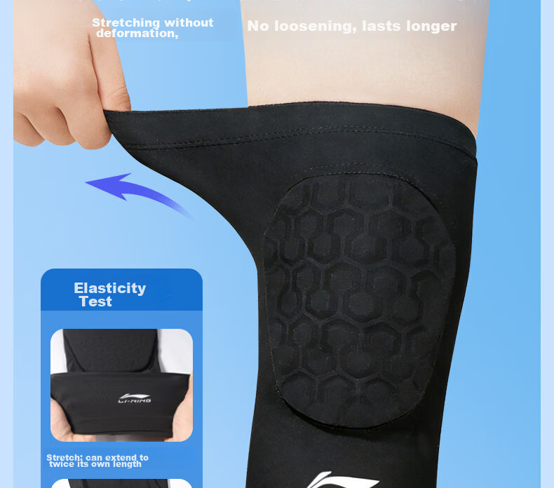 LI-NING Kids Sports Knee Pads Professional Protective Basketball Honeycomb Impact Resistant Knee Guards Patella Running Anti-Fall Leg Protection 16