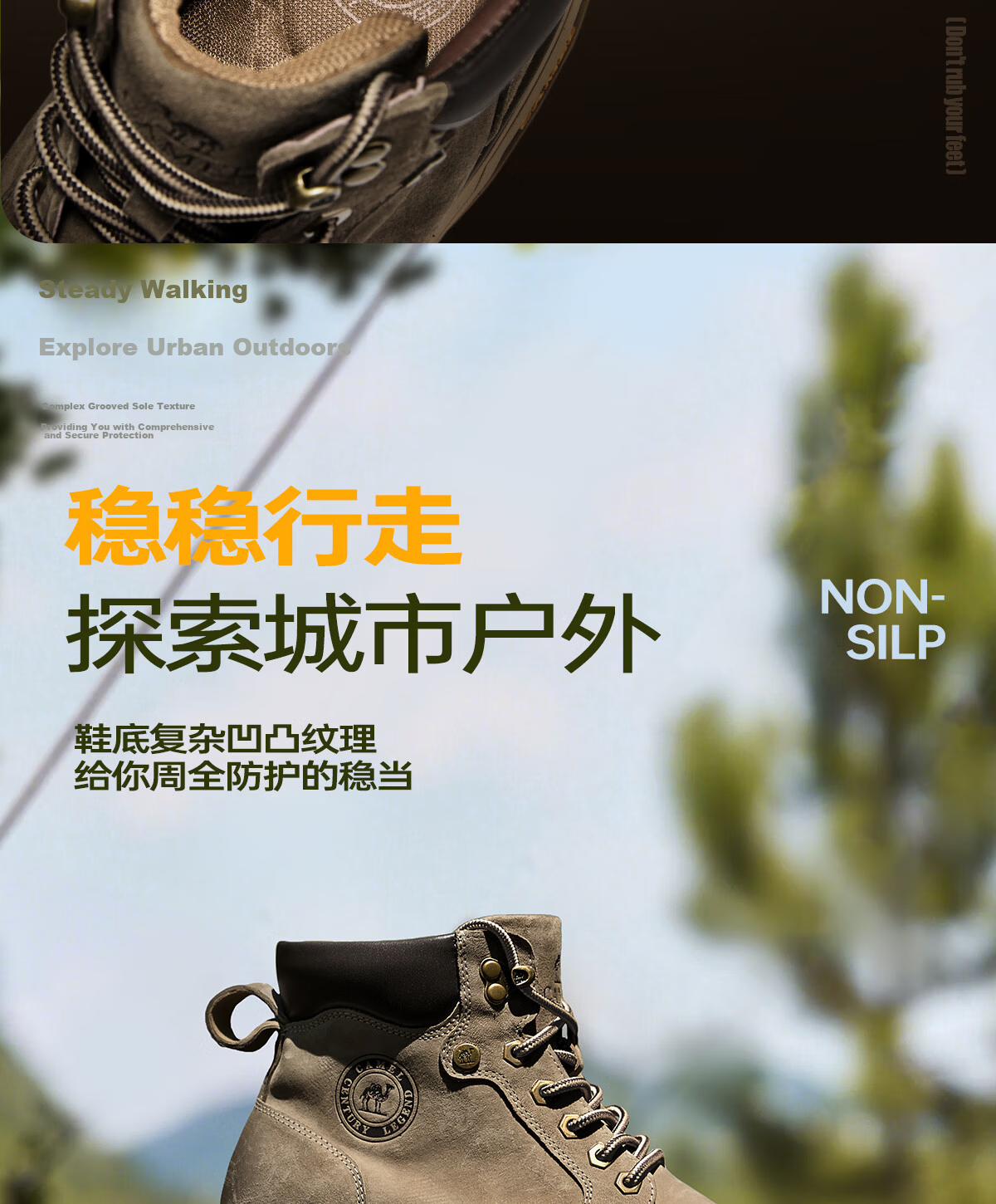 CAMEL Wang Junkai Edition Martin Boots High-top Outdoor Work Yellow Boots Men GE122W7757T Golden Yellow 42 17