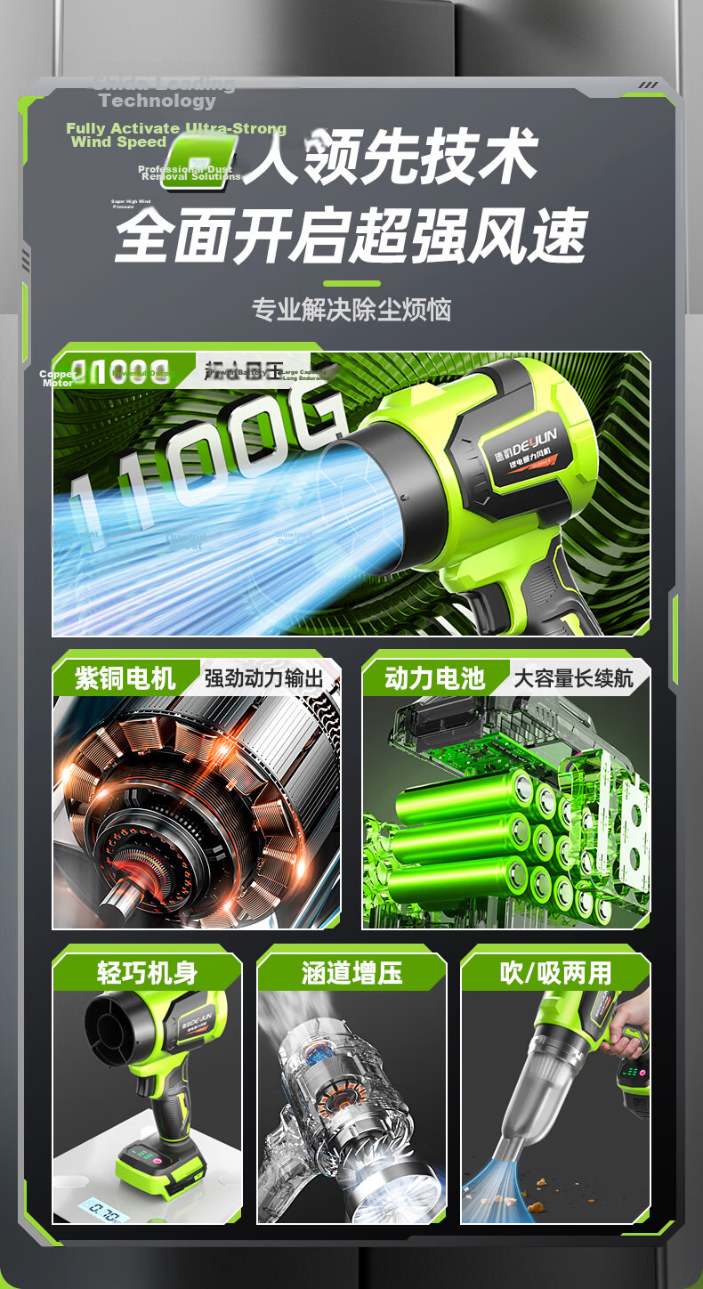 Deyun High-Power Turbo Ducted Brushless High-Speed Blower Industrial Blower Vacuum Strong Wind Snow Blower 3