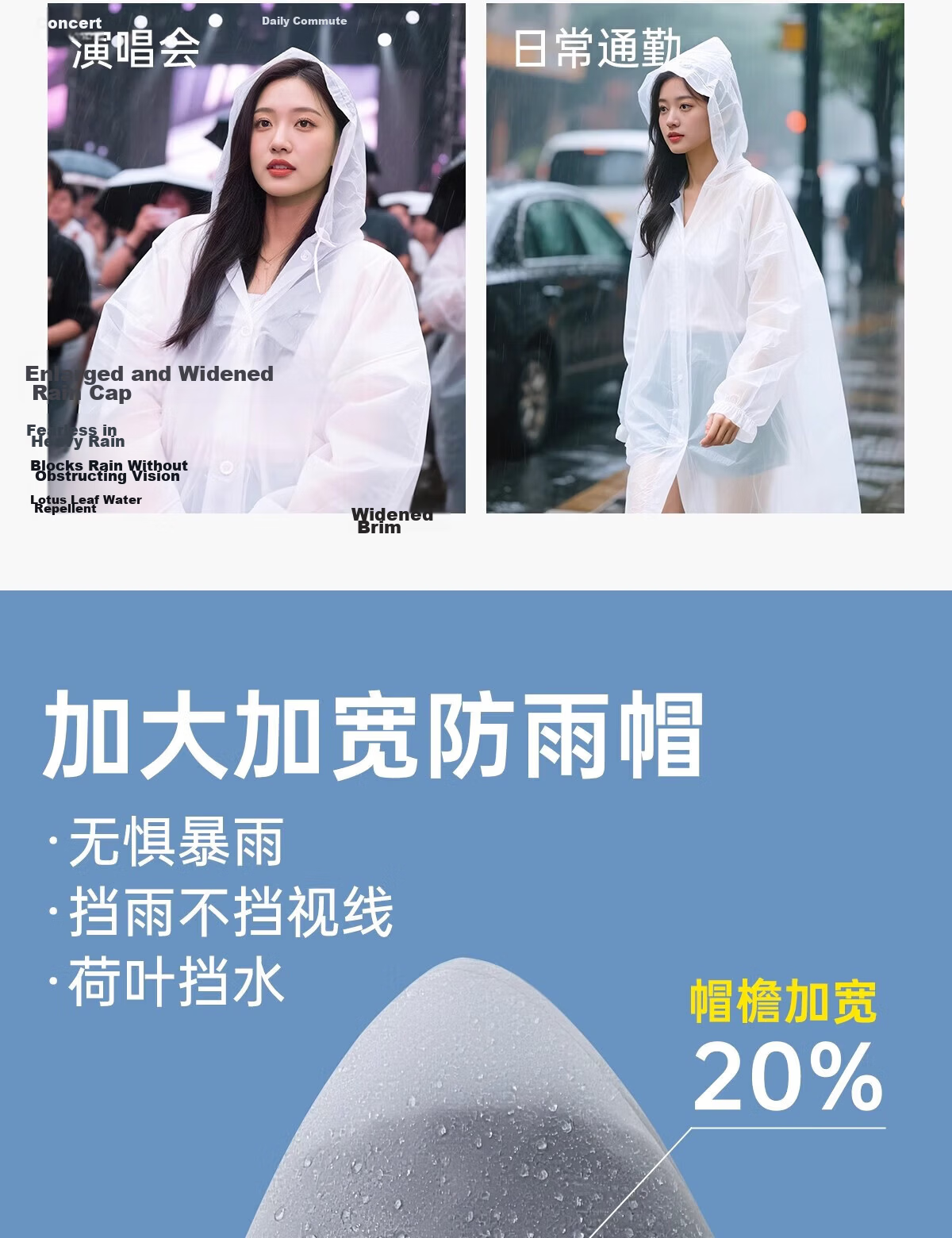 Zhiyouyi Disposable Raincoat Thickened Integrated Full-Body Rain Poncho with Large Hood for Adults Portable Outdoor Cycling Mountaineering 3