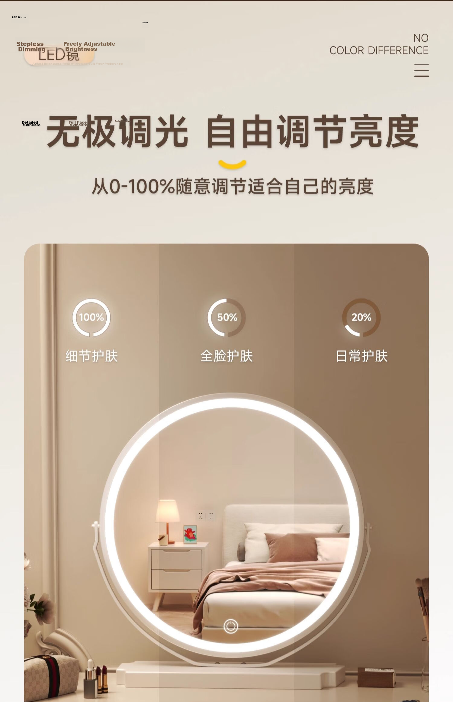 Musangfu LED Smart Lighted Makeup Mirror Desktop Rotatable High-Definition Vanity Mirror for Home Bedroom Dressing Table 8