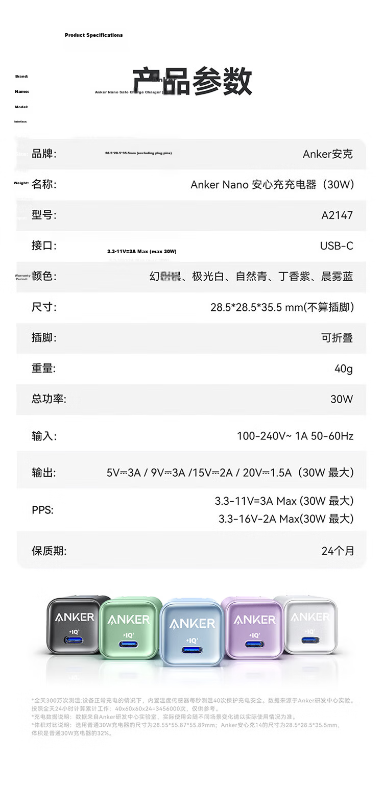 ANKE 30W Safe Charging GaN Charger, Type-C Fast Charging Adapter, PD 20W Compatible with Apple IPhone 18/17/Pro Max/16, Huawei Phone Plug, Purple 14