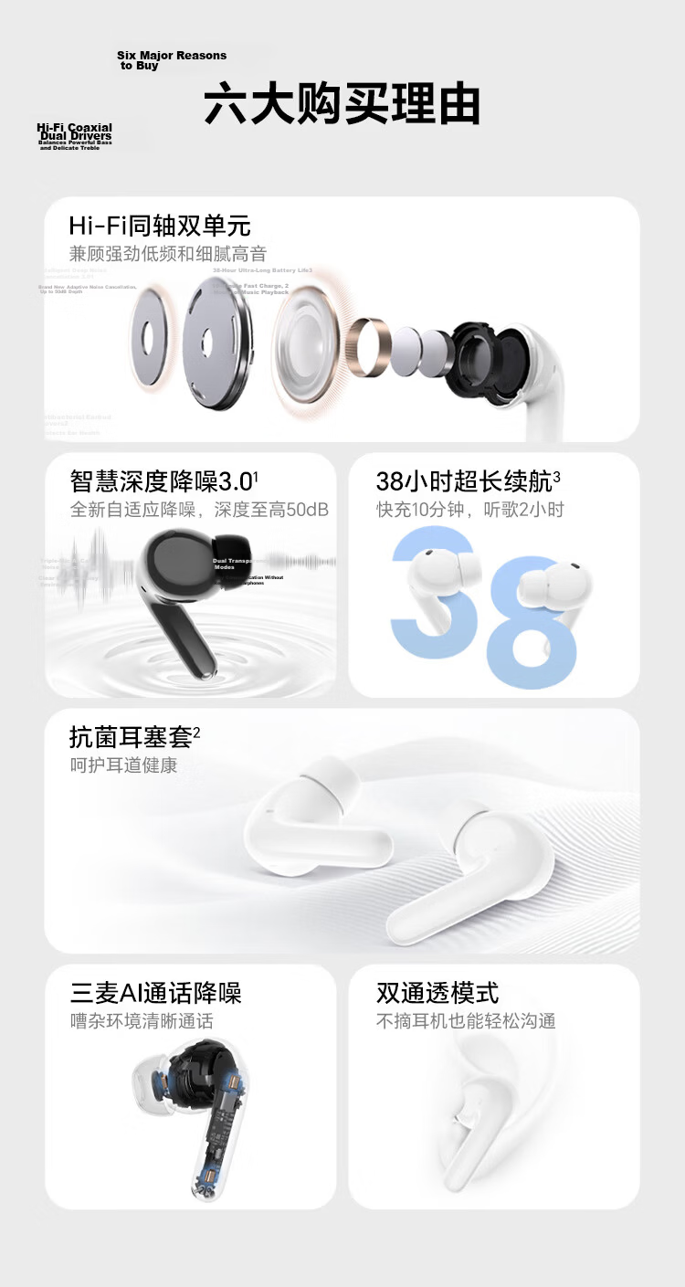 Honor Earbuds 4【National Subsidy】Honor Bluetooth Earphones Dual Titanium Dynamic Drivers Noise Cancelling Long Battery Life Comfortable Compatible with Honor Phones Starry Black 2