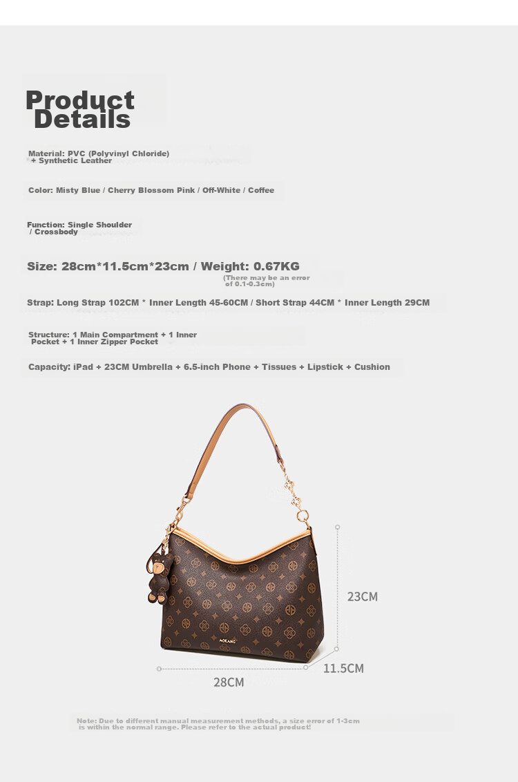 Aokang Women's Bag 2026 New HOBO Underarm Bag Luxury Crossbody Shoulder Bag Birthday Gift for Girlfriend Wife 14