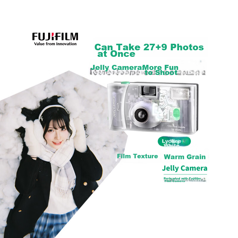 FUJIFILM Jelly Film Camera C400 36 Exposures Lychee White Transparent Disposable Film Camera
