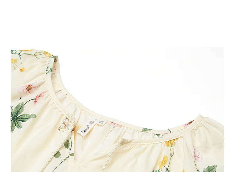 INMAN Summer Plant Floral Print Women's Cotton High-Waist A-Line Skirt Apricot M 62