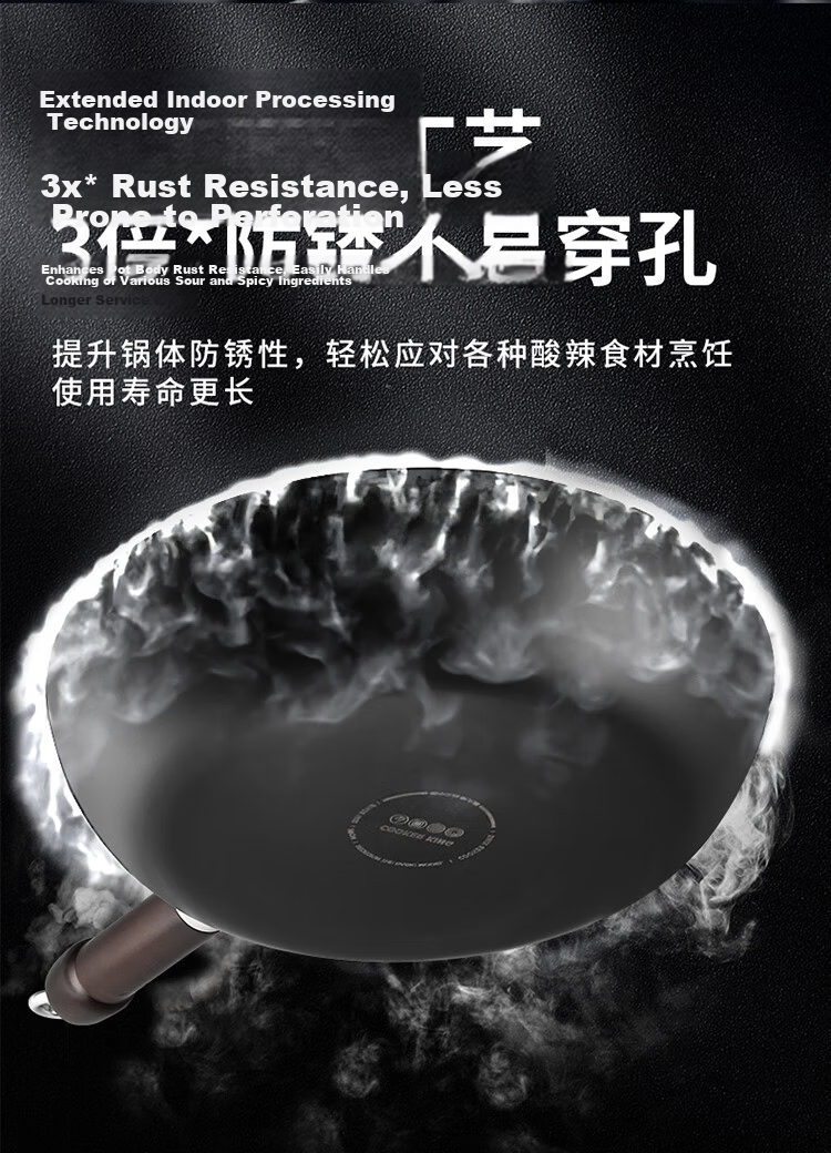 COOKER KING Non-Stick Frying Pan, Flat Bottom Pan for Home Use, Pancake And Steak Pan, Hammered Texture Small Iron Pan, Extreme Iron Frying Pan, 26cm 4