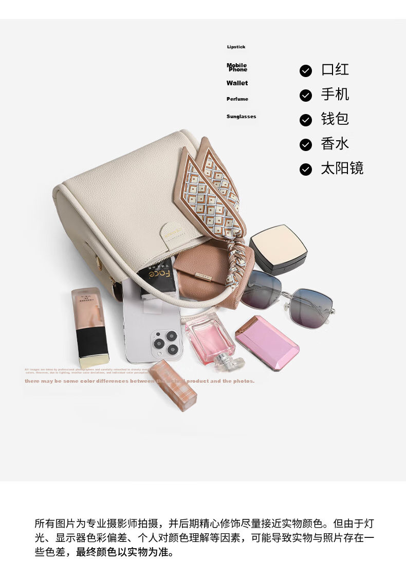 C.BANNER Women's Bag First Layer Cowhide Handbag Shoulder Bag Crossbody Light Luxury Birthday Gift High-End Feel for Girlfriend Wife 4