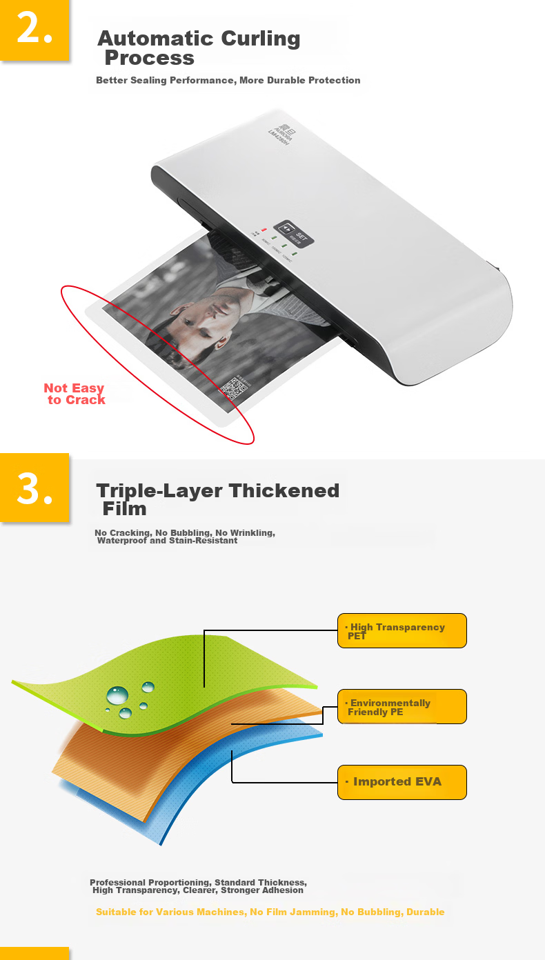 AURORA AURORA 3R-80MIC 5-Inch Transparent High-Definition Photo Protective Card Film/Lamination Film 95*135mm (100 Sheets/Pack) 3