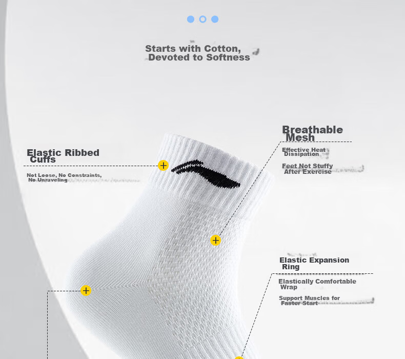 Li-Ning Men's Socks (3 Pairs), Sports Socks, Basketball Socks, Running And Badminton Socks for Women, Breathable Cotton Socks 8