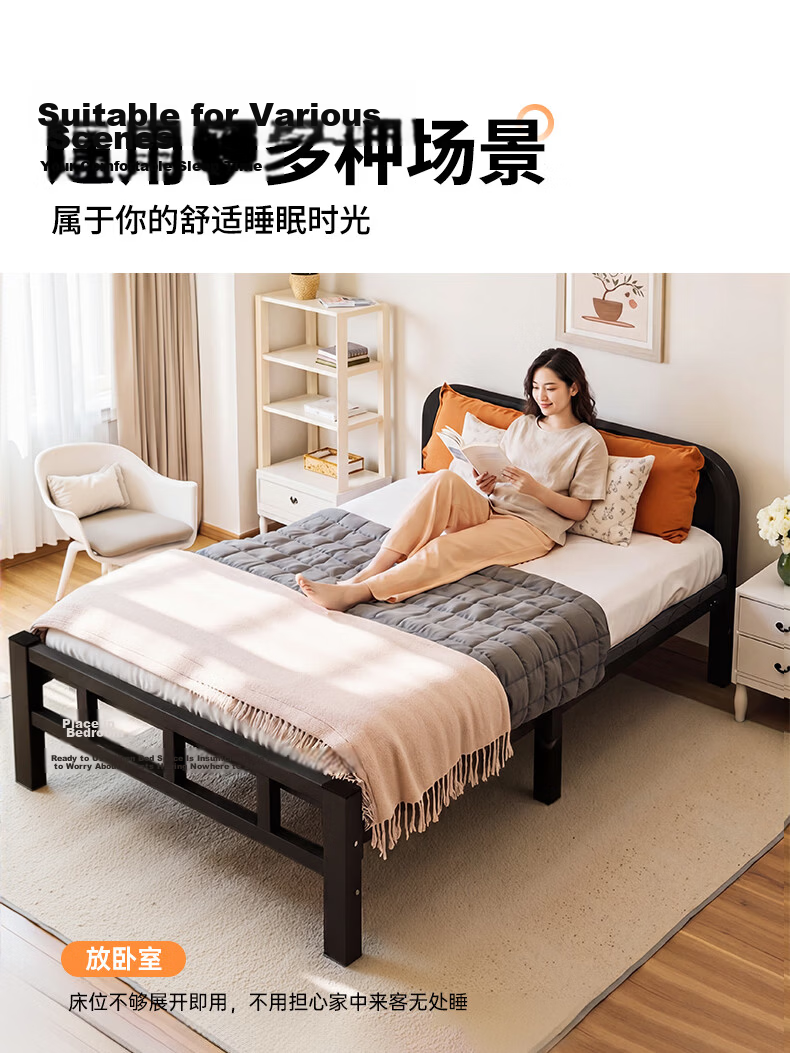 Quanpinwu (No Installation) Folding Single Bed Nap Bed Home Hospital Care Sponge Mattress Camp Bed 15